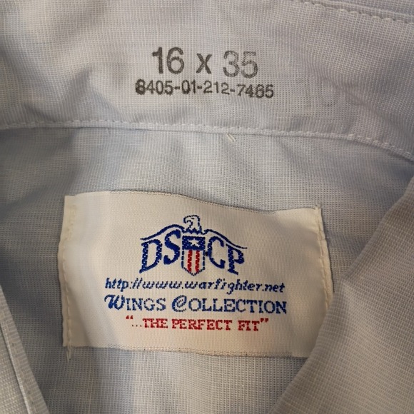DSCP Wings Collection US Air Force Uniform Button Up Shirt Mens Size 16 35 Blue - Picture 3 of 9